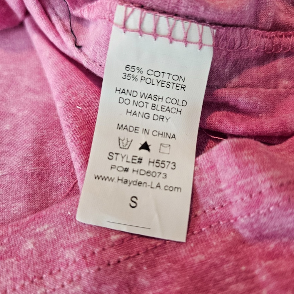 Hayden L.A Women's Pink Ruffle Cap Short Sleeve Tie Tape Side Top NWT Small - Picture 10 of 14
